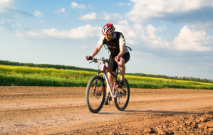 man biking